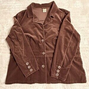 Faded Glory Women’s Brown Stretch Corduroy Button-Front Jacket – Plus Size 22W